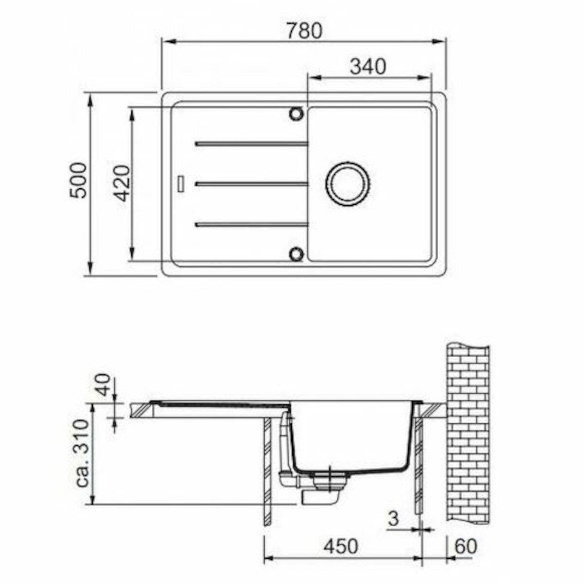 Pomivalno korito 114.0285.186 Franke BFG 611-78 pomivalno korito iz umetnega kamna | KOPALNICA-ONLINE.SI