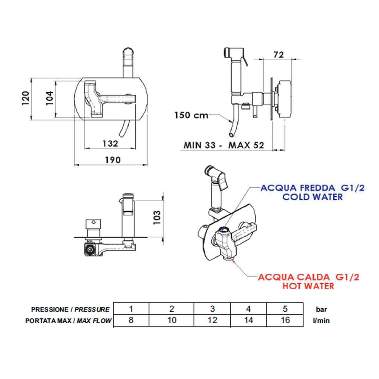 Armature 1209-07 Sapho RHAPSODY podometna armatura za bide s tušem | KOPALNICA-ONLINE.SI