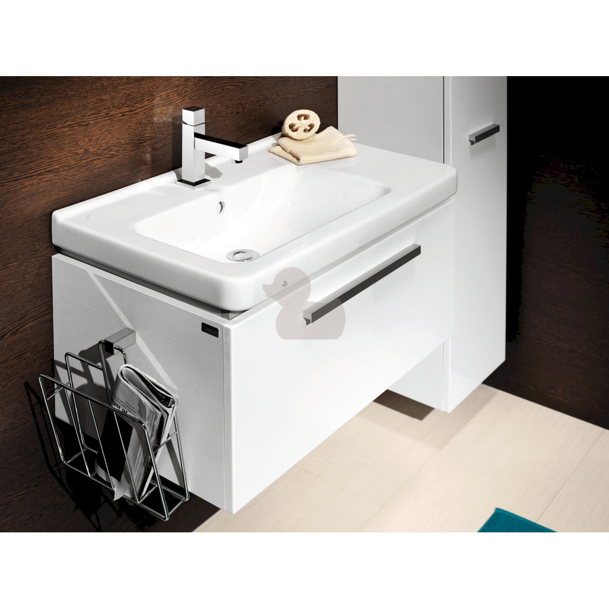 H8124220001041 Jika Cubito 75 x 45 cm keramični umivalnik z odprtino za armaturo in odlagalno poličko desna izvedba