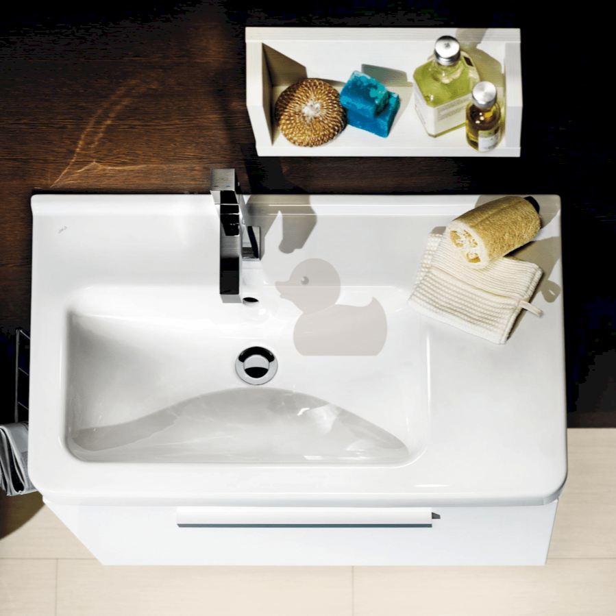 H8124220001041 Jika Cubito 75 x 45 cm keramični umivalnik z odprtino za armaturo in odlagalno poličko desna izvedba