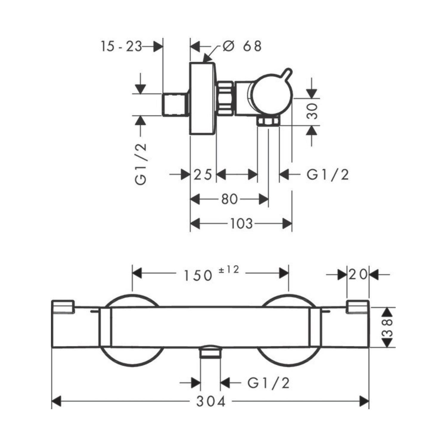 Armature 13116670 Hansgrohe Ecostat Comfort stenska termostatska armatura za tuš črna | KOPALNICA-ONLINE.SI