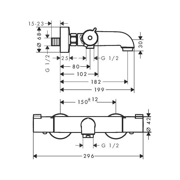 Armature 13201000 Hansgrohe Ecostat stenska termostatska armatura za kad | KOPALNICA-ONLINE.SI