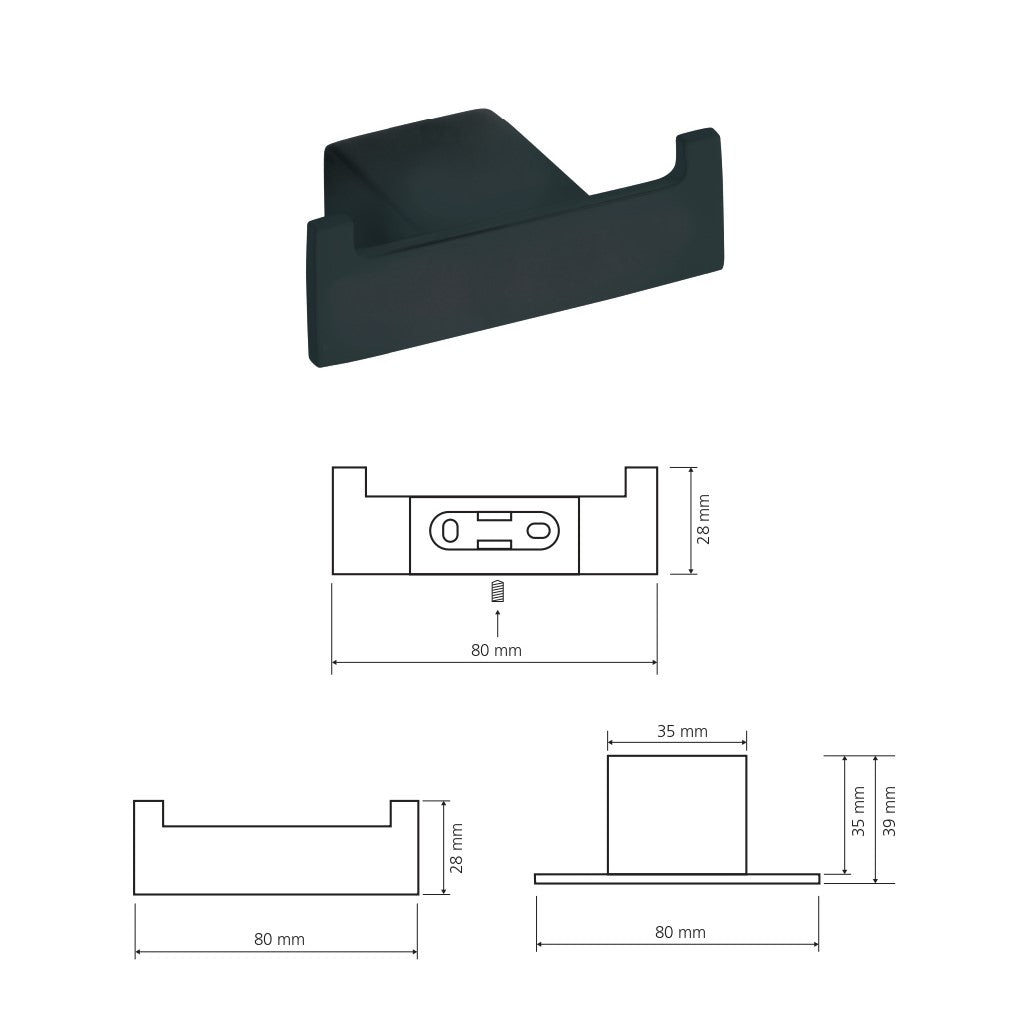 Kopalniški dodatki 135006030 Bemeta Nero dvojna kljukica | KOPALNICA-ONLINE.SI