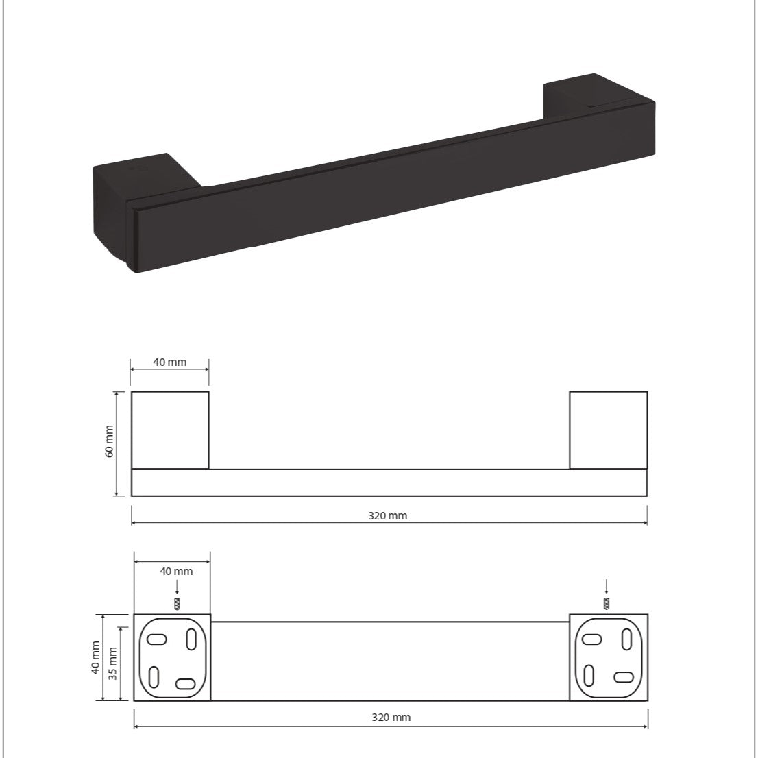 Kopalniški dodatki 135507670 Bemeta Nero ročaj | KOPALNICA-ONLINE.SI