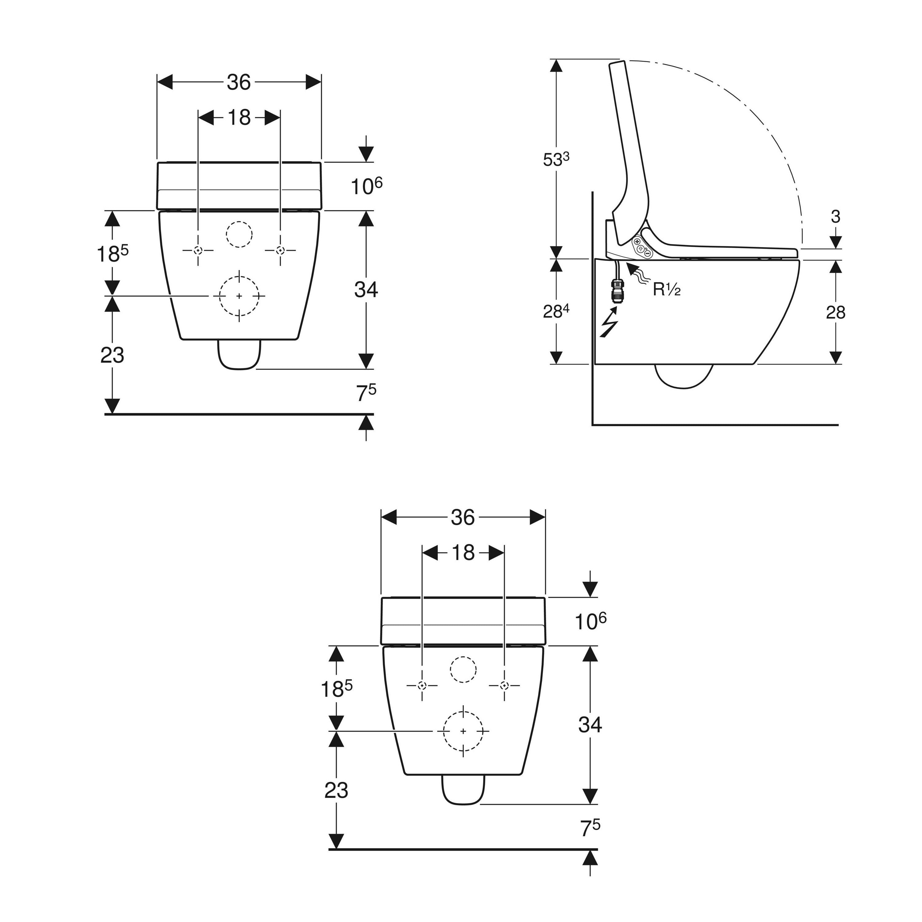 WC školjke 146.292.11.1 Geberit AquaClean Tuma Comfort komplet WC školjka z WC desko s funkcijo bide (146.293.11.1) | KOPALNICA-ONLINE.SI