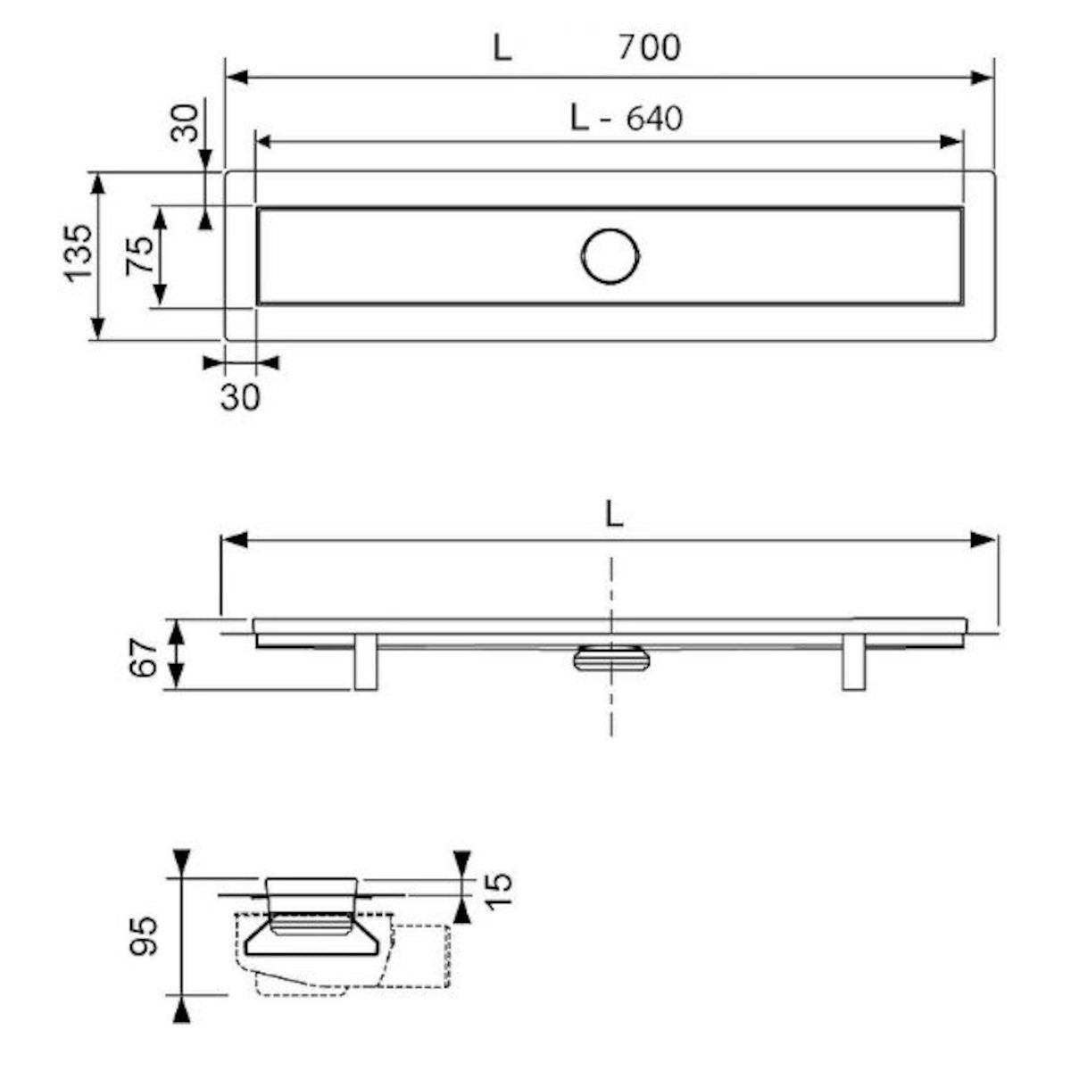Tuš kanalete 15.100.070 TECE Linus 70 cm tuš kanaleta iz nerjavnega jekla | KOPALNICA-ONLINE.SI