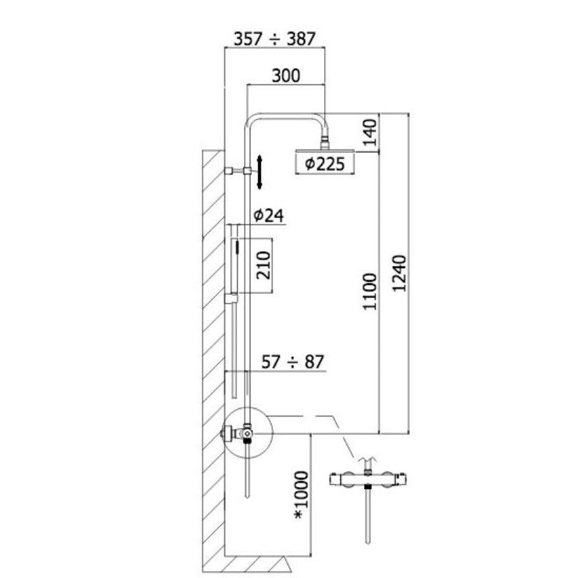 ZCOL684LIQNO Paffoni Brillo termostatska armatura za tuš s tuš setom črna