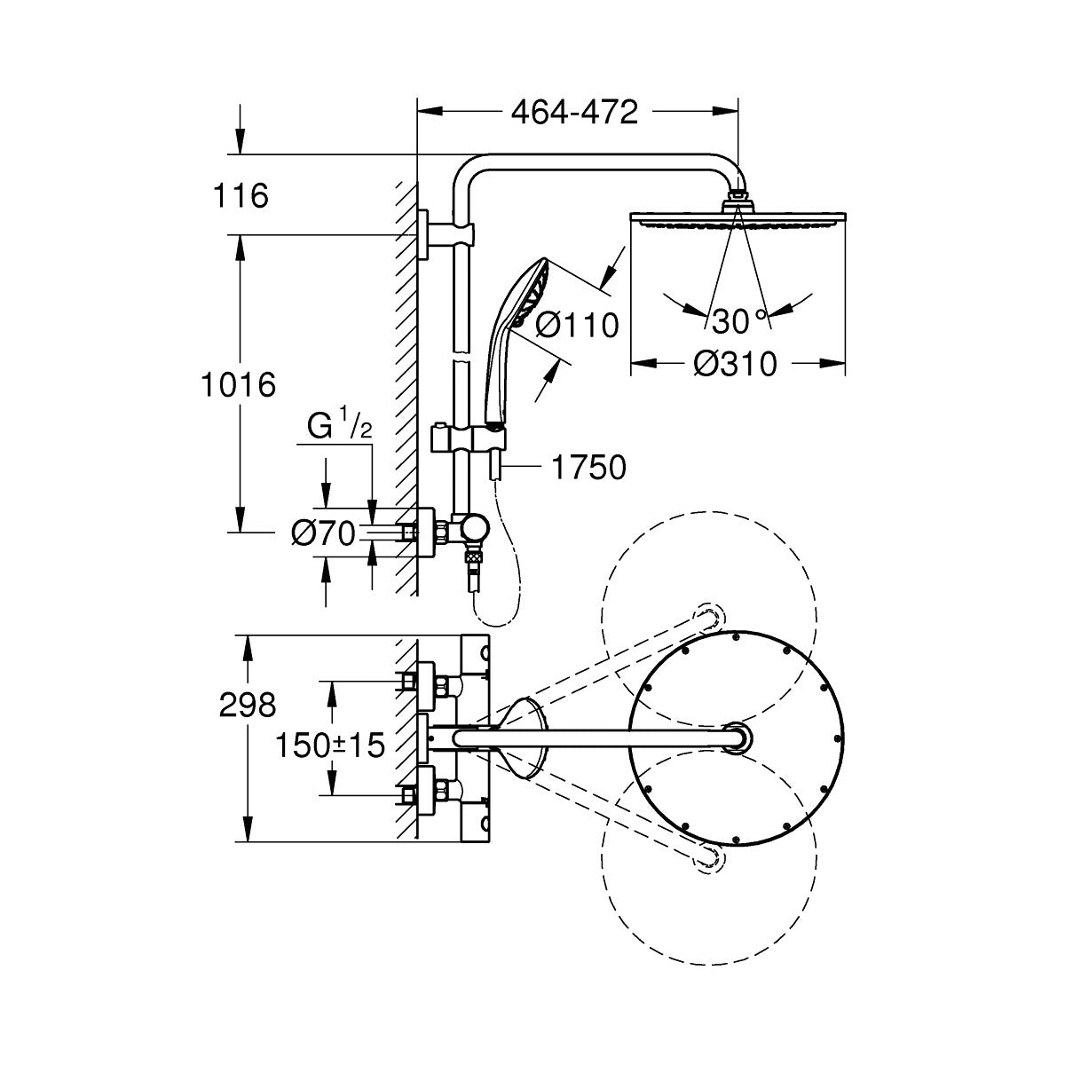 26075GL0 Grohe Euphoria XXL 310 termostatska armatura s tuš setom