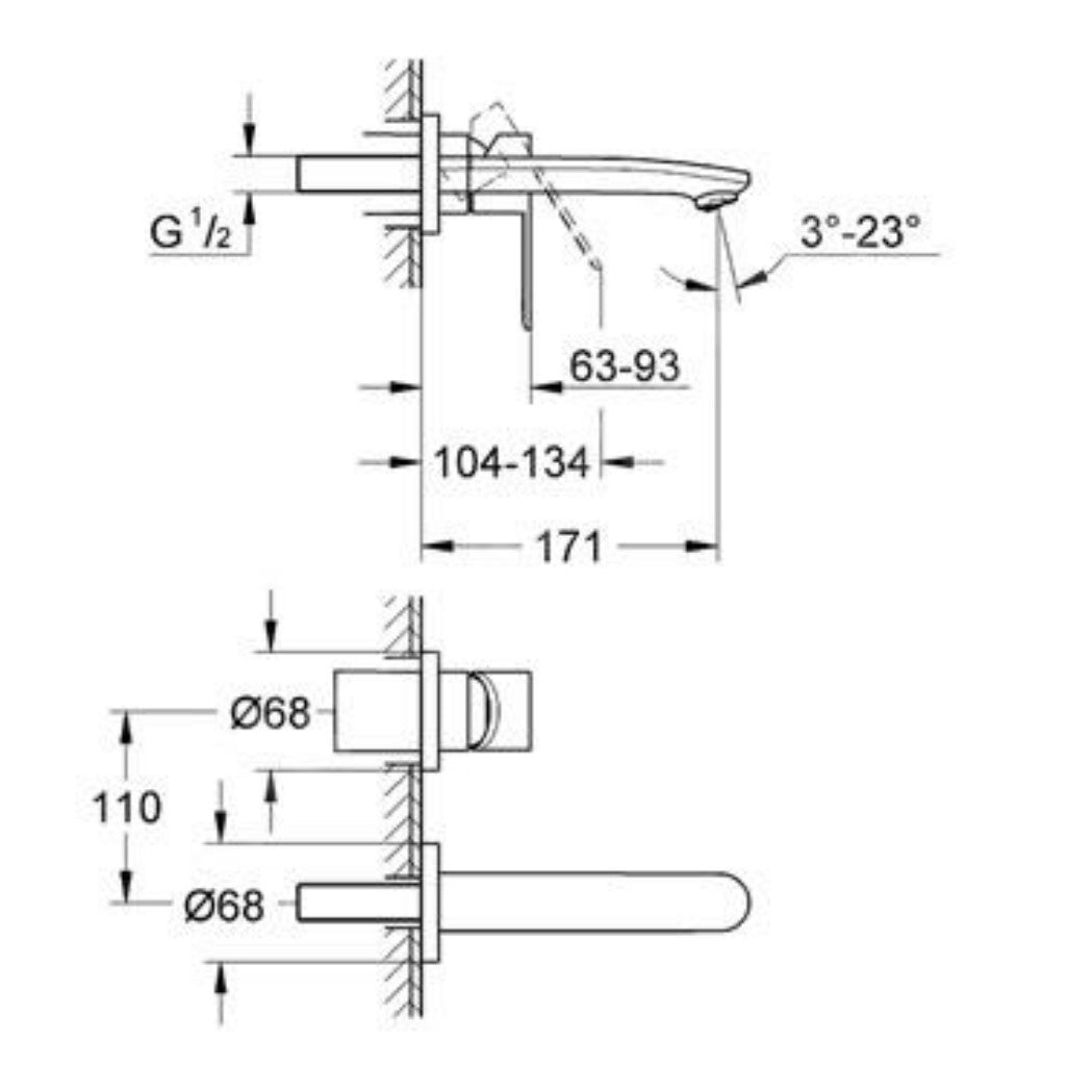 Armature 19571002 Grohe Eurostyle Cosmopolitan podometna armatura za umivalnik | KOPALNICA-ONLINE.SI