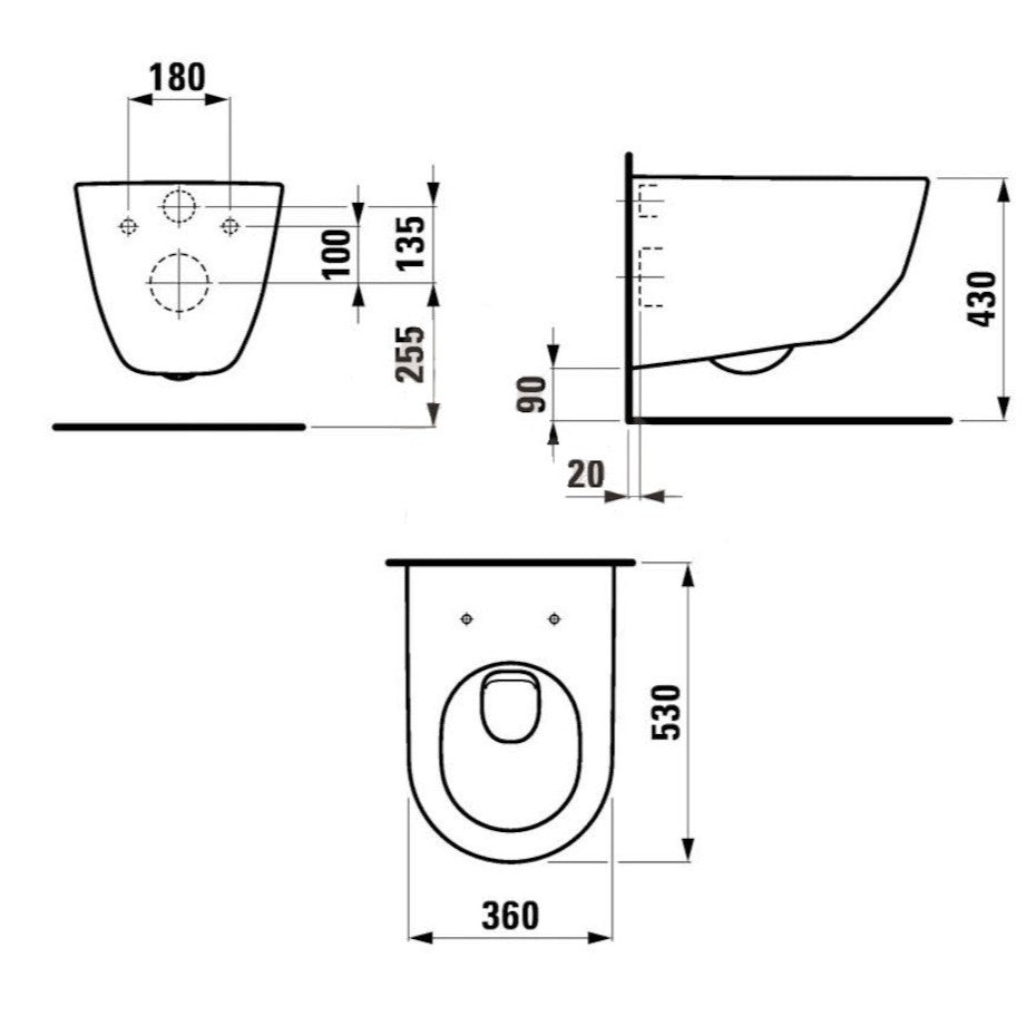 KMPLPROAT Laufen Pro WC školjka s kotličkom za obzidavo TECE Box 9370300