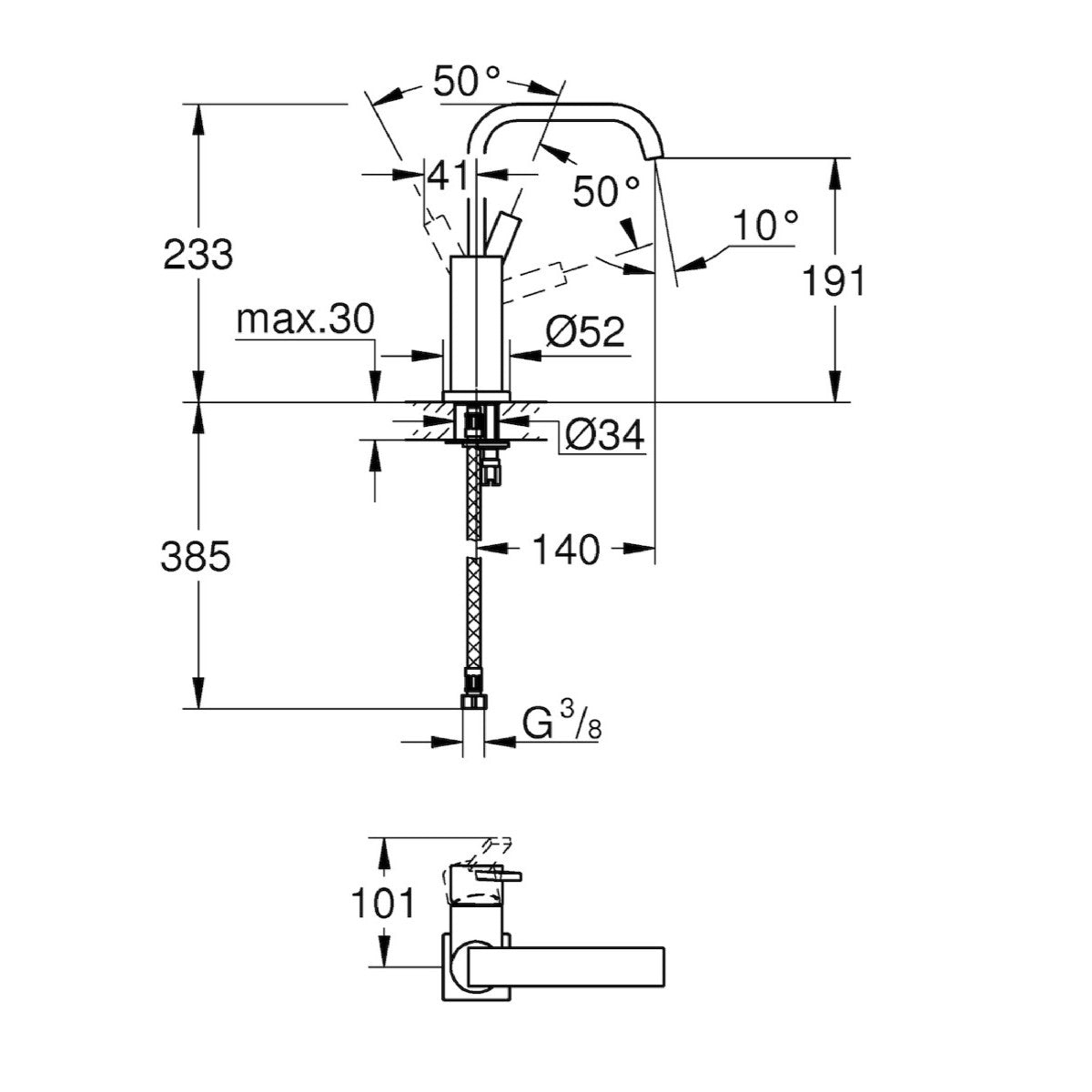 Armature 23076000 Grohe Allure visoka armatura za umivalnik | KOPALNICA-ONLINE.SI