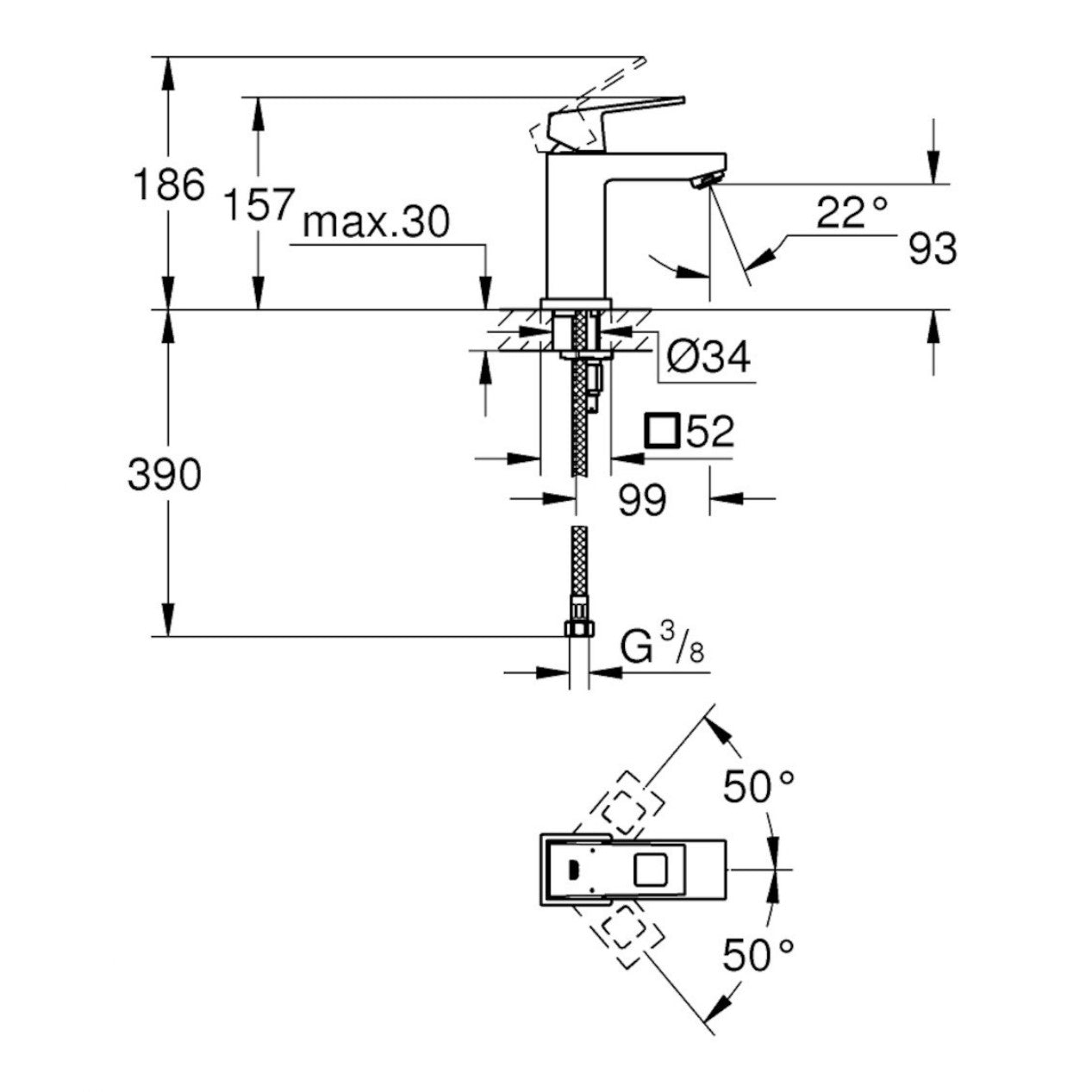 Armature 2313200E Grohe Eurocube armatura za umivalnik | KOPALNICA-ONLINE.SI
