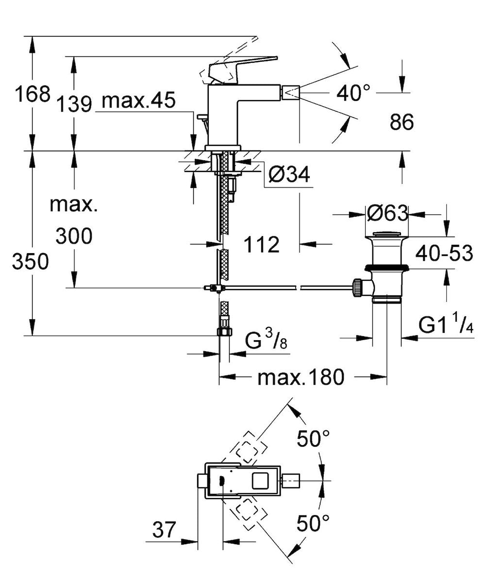 Armature 23138000 Grohe Eurocube armatura za bide | KOPALNICA-ONLINE.SI