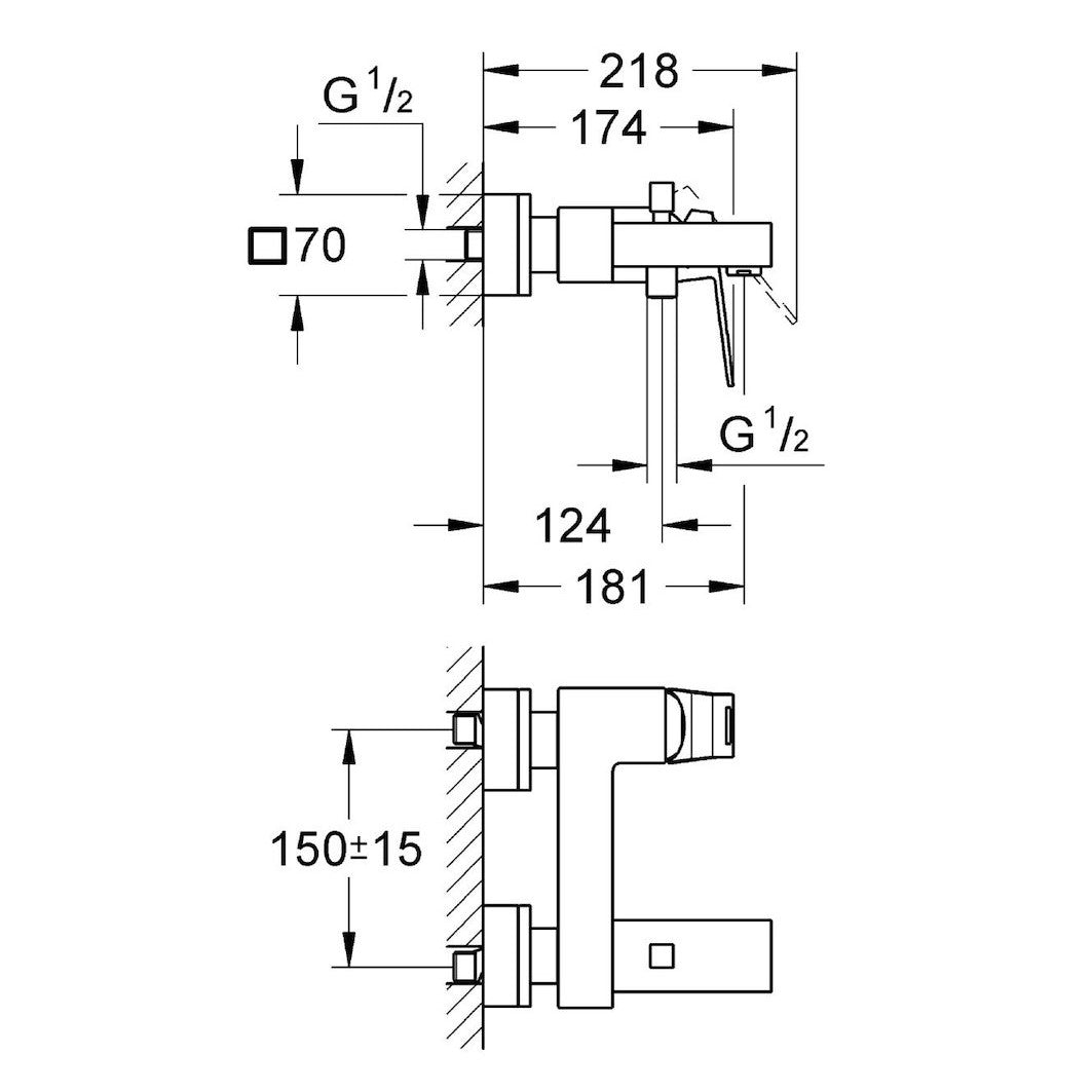 Armature 23140000 Grohe Eurocube stenska armatura za kad | KOPALNICA-ONLINE.SI