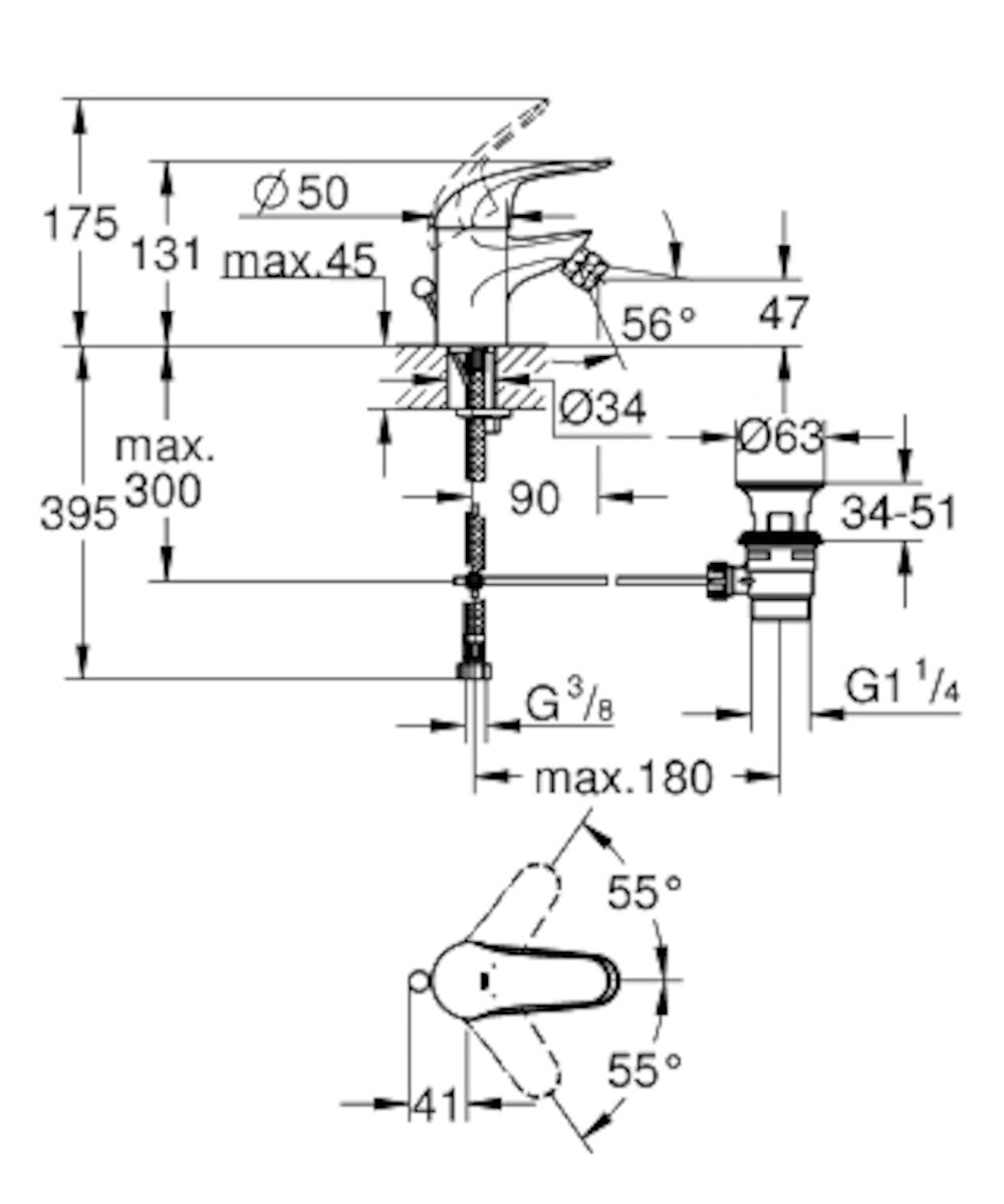 Armature 23263000 Grohe Euroeco armatura za bide | KOPALNICA-ONLINE.SI