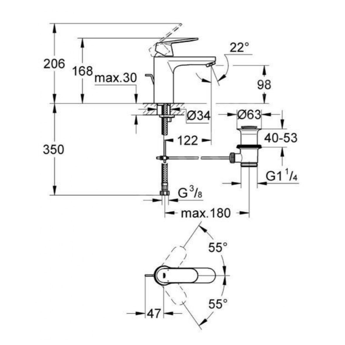 Armature 23325000 Grohe Eurosmart Cosmopolitan armatura za umivalnik | KOPALNICA-ONLINE.SI