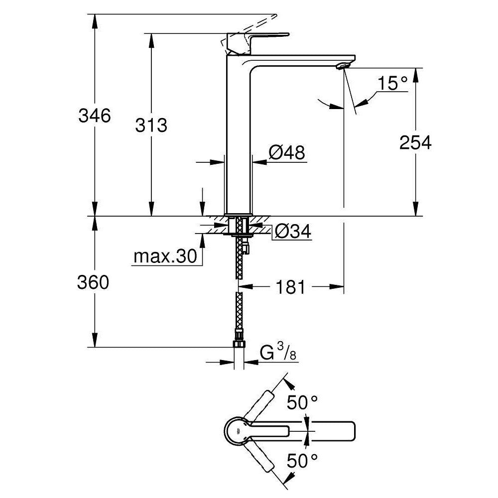 Armature 23405001 Grohe Lineare visoka armatura za umivalnik | KOPALNICA-ONLINE.SI