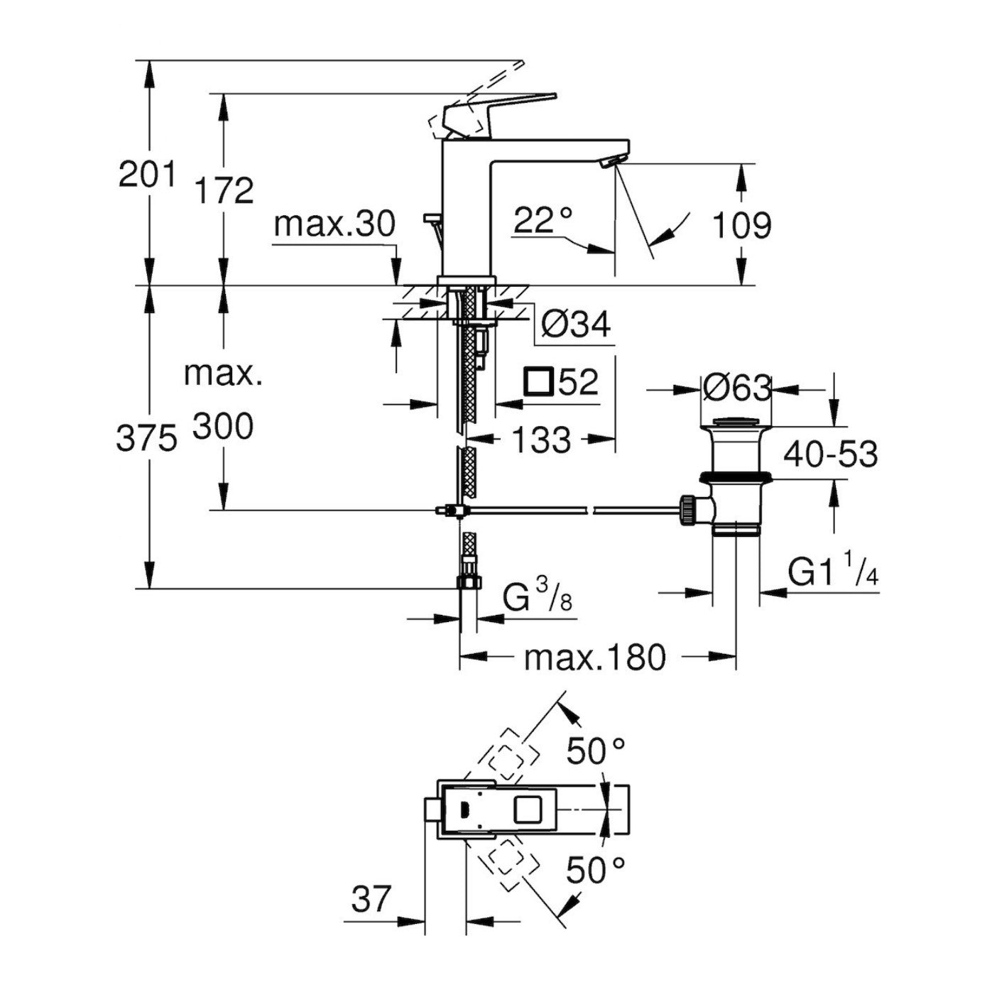 Armature 23445000 Grohe Eurocube armatura za umivalnik | KOPALNICA-ONLINE.SI