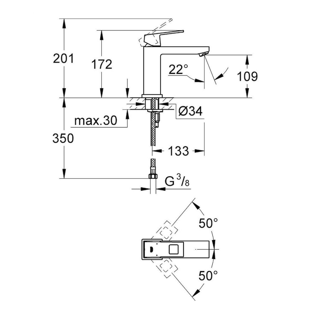 Armature 23446000 Grohe Eurocube armatura za umivalnik | KOPALNICA-ONLINE.SI