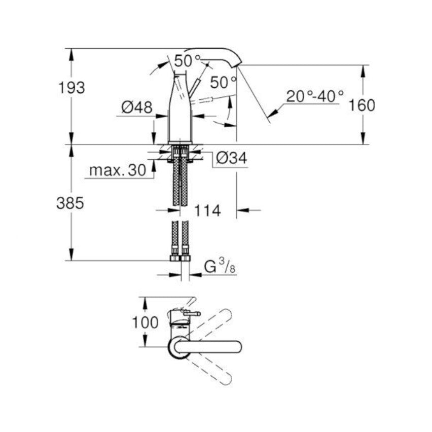 Armature 23463001 Grohe Essence New vrtljiva armatura za umivalnik | KOPALNICA-ONLINE.SI