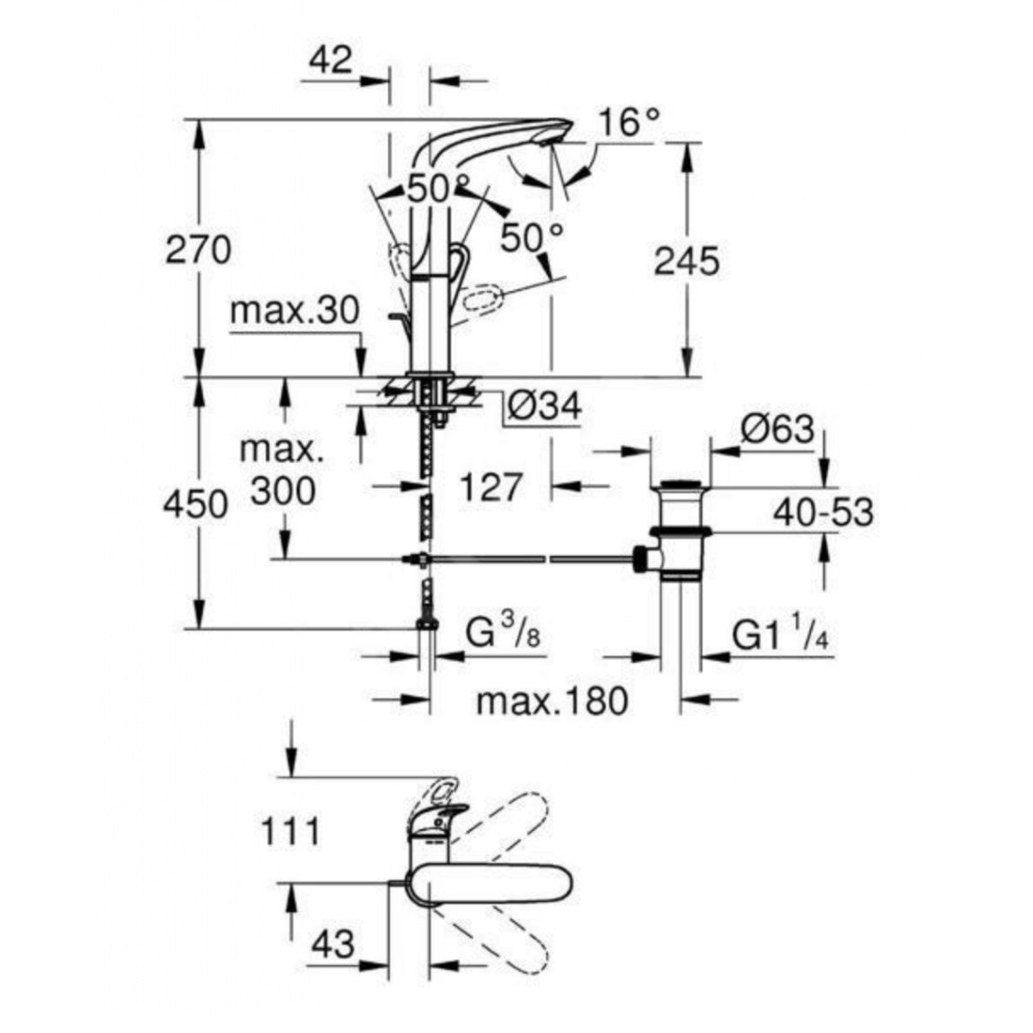 Armature 23569003 Grohe Eurostyle New vrtljiva visoka armatura za umivalnik | KOPALNICA-ONLINE.SI