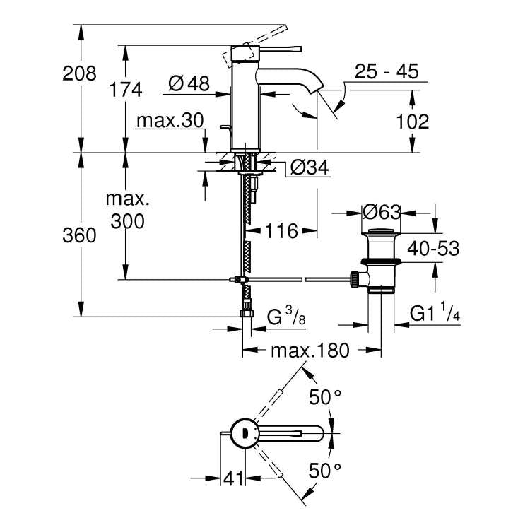 Armature 23589GN1 Grohe Essence New armatura za umivalnik zlata | KOPALNICA-ONLINE.SI
