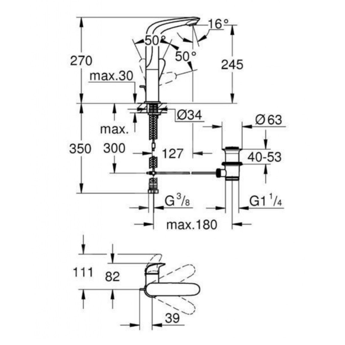 Armature 23718003 Grohe Eurostyle New vrtljiva visoka armatura za umivalnik | KOPALNICA-ONLINE.SI