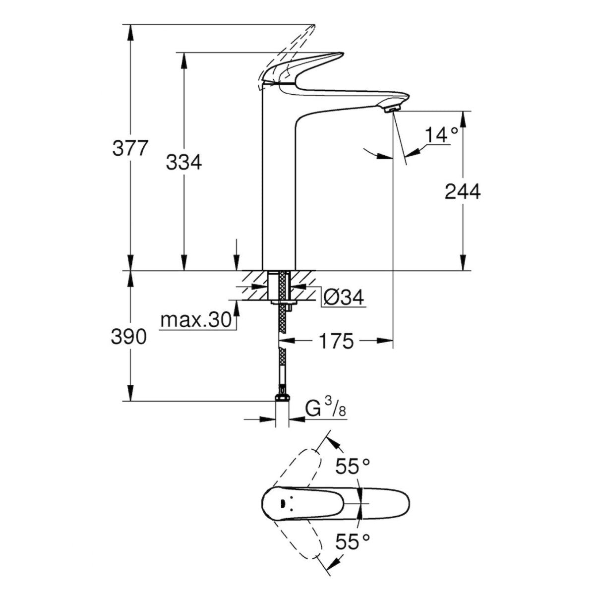 Armature 23719003 Grohe Eurostyle New visoka armatura za umivalnik | KOPALNICA-ONLINE.SI