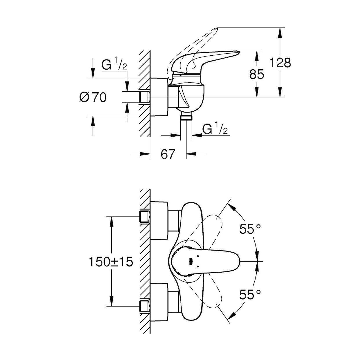 Armature 23722003 Grohe Eurostyle stenska armatura za tuš | KOPALNICA-ONLINE.SI