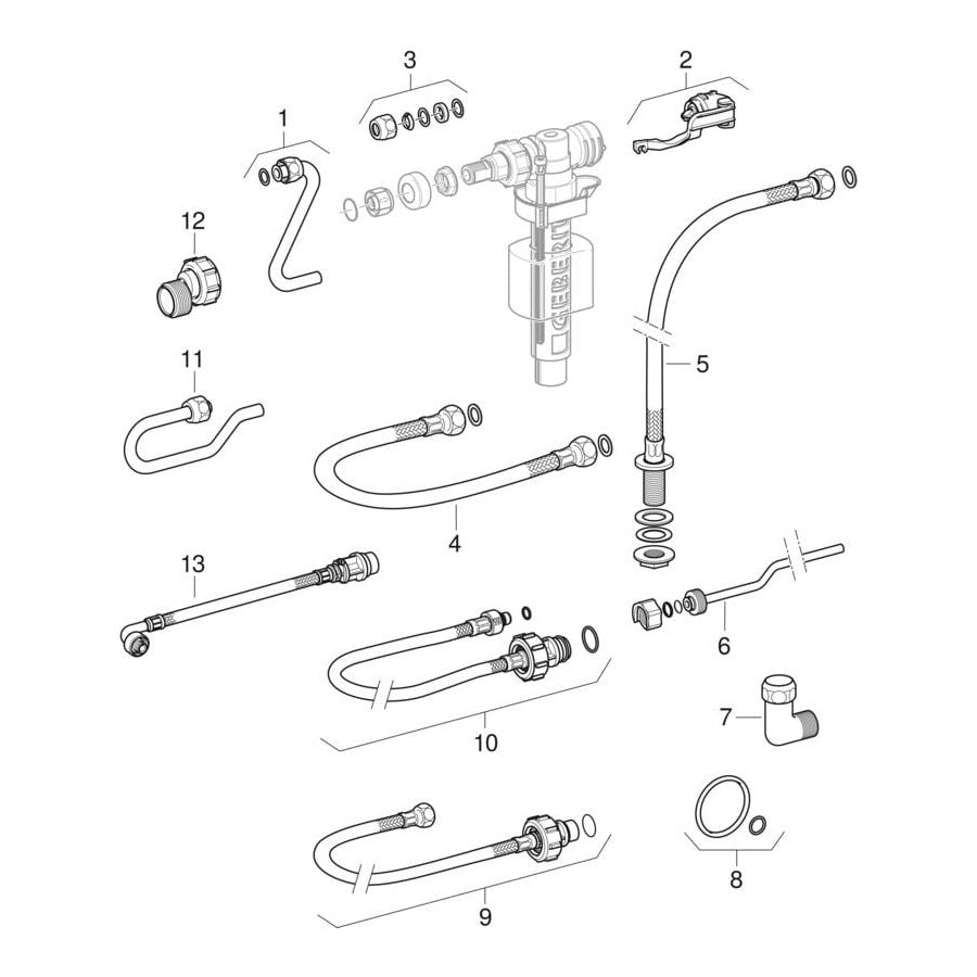 Montažni pribor 240.705.00.1 Geberit polnilni ventil tip 380 spojnik iz medenine | KOPALNICA-ONLINE.SI