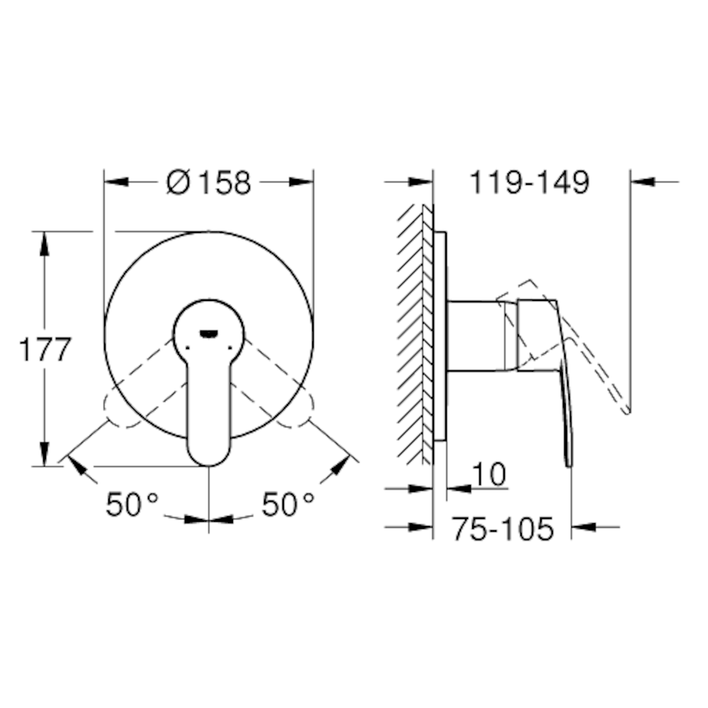 Armature 24051002 Grohe Eurostyle Cosmopolitan (1 priključek) podometna armatura za tuš | KOPALNICA-ONLINE.SI
