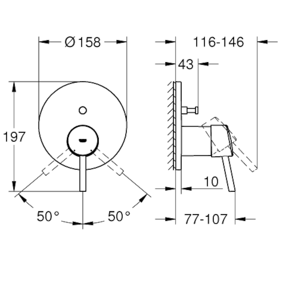 Armature 24054001 Grohe Concetto New pokrivna plošča | KOPALNICA-ONLINE.SI