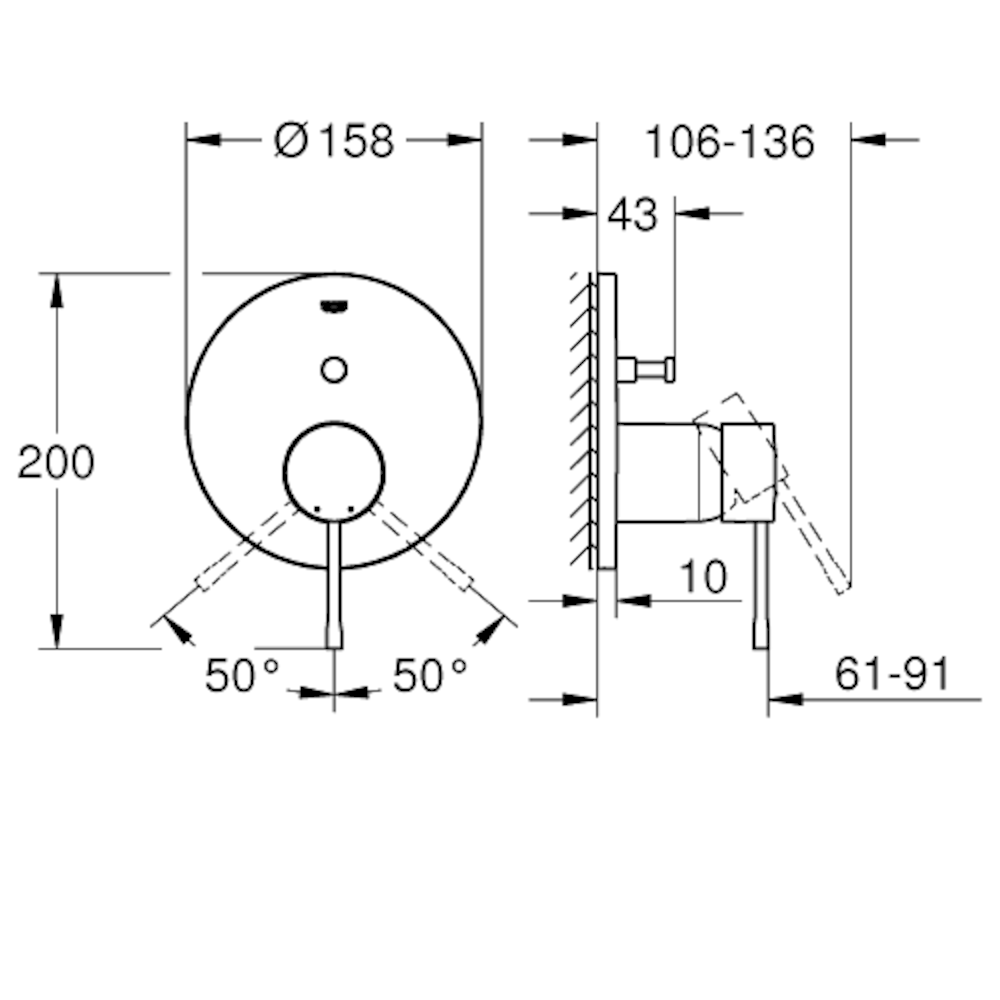 Armature 24058001 Grohe Essence New pokrivna plošča za kad ali tuš | KOPALNICA-ONLINE.SI