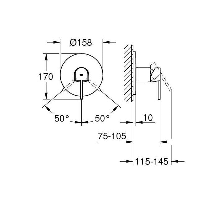 Armature 24059003 Grohe Plus pokrivna plošča | KOPALNICA-ONLINE.SI