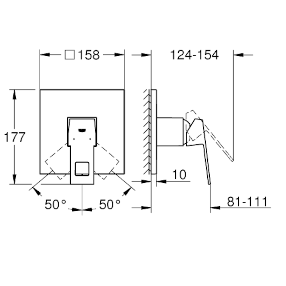 Armature 24061000 Grohe Eurocube pokrivna plošča | KOPALNICA-ONLINE.SI