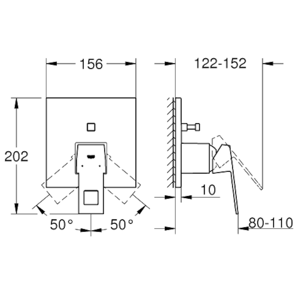 Armature 24062000 Grohe Eurocube pokrivna plošča za kad ali tuš | KOPALNICA-ONLINE.SI