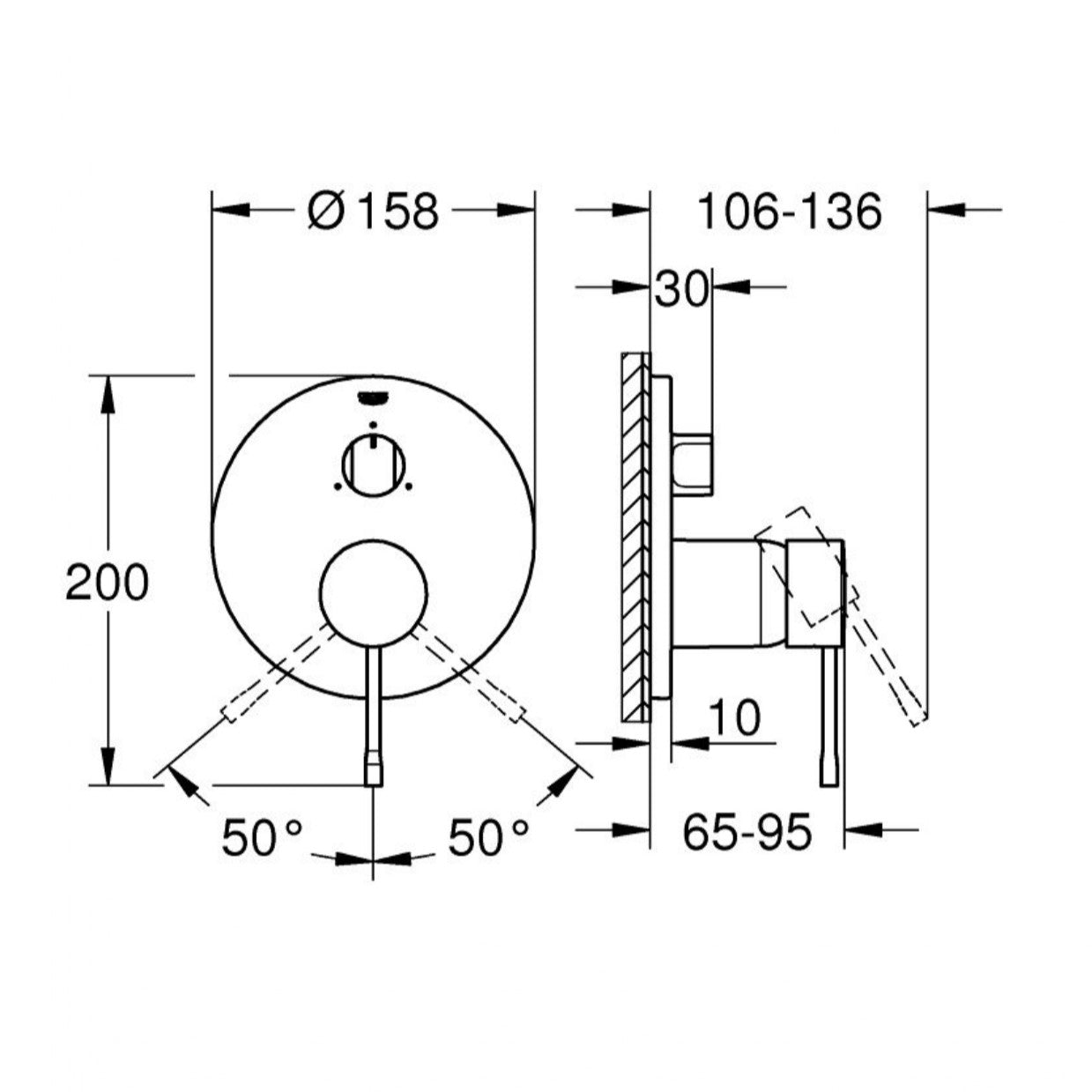 Armature 24092GL1 Grohe Essence New pokrivna plošča za kad ali tuš zlata | KOPALNICA-ONLINE.SI