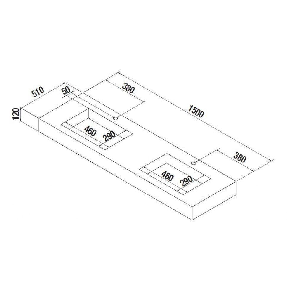 Umivalniki 25461 Salgar Compact 150 x 51 cm dvojni leseni stenski umivalnik | KOPALNICA-ONLINE.SI