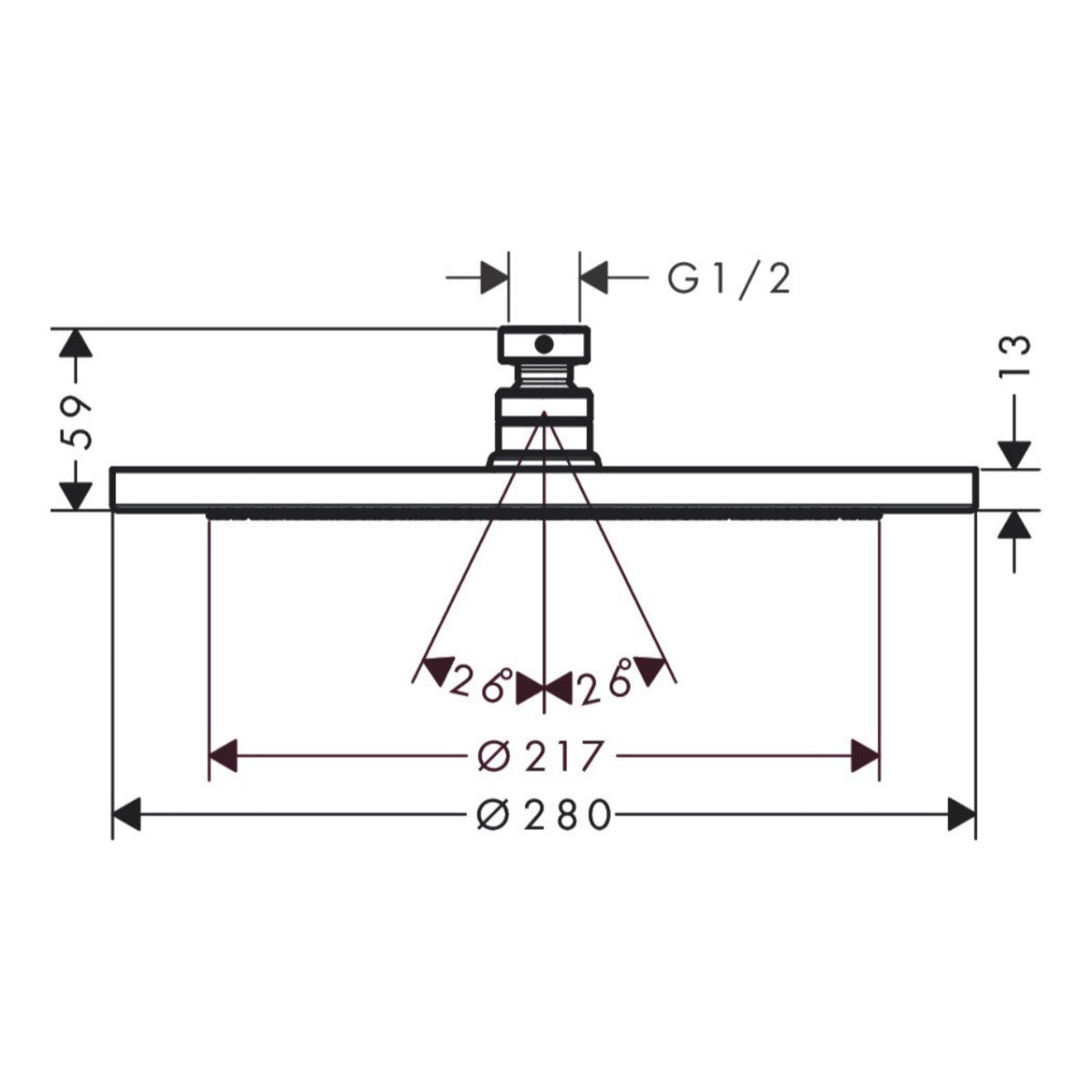 Prhe 26220670 Hansgrohe Croma 280 1jet nadglavna prha | KOPALNICA-ONLINE.SI