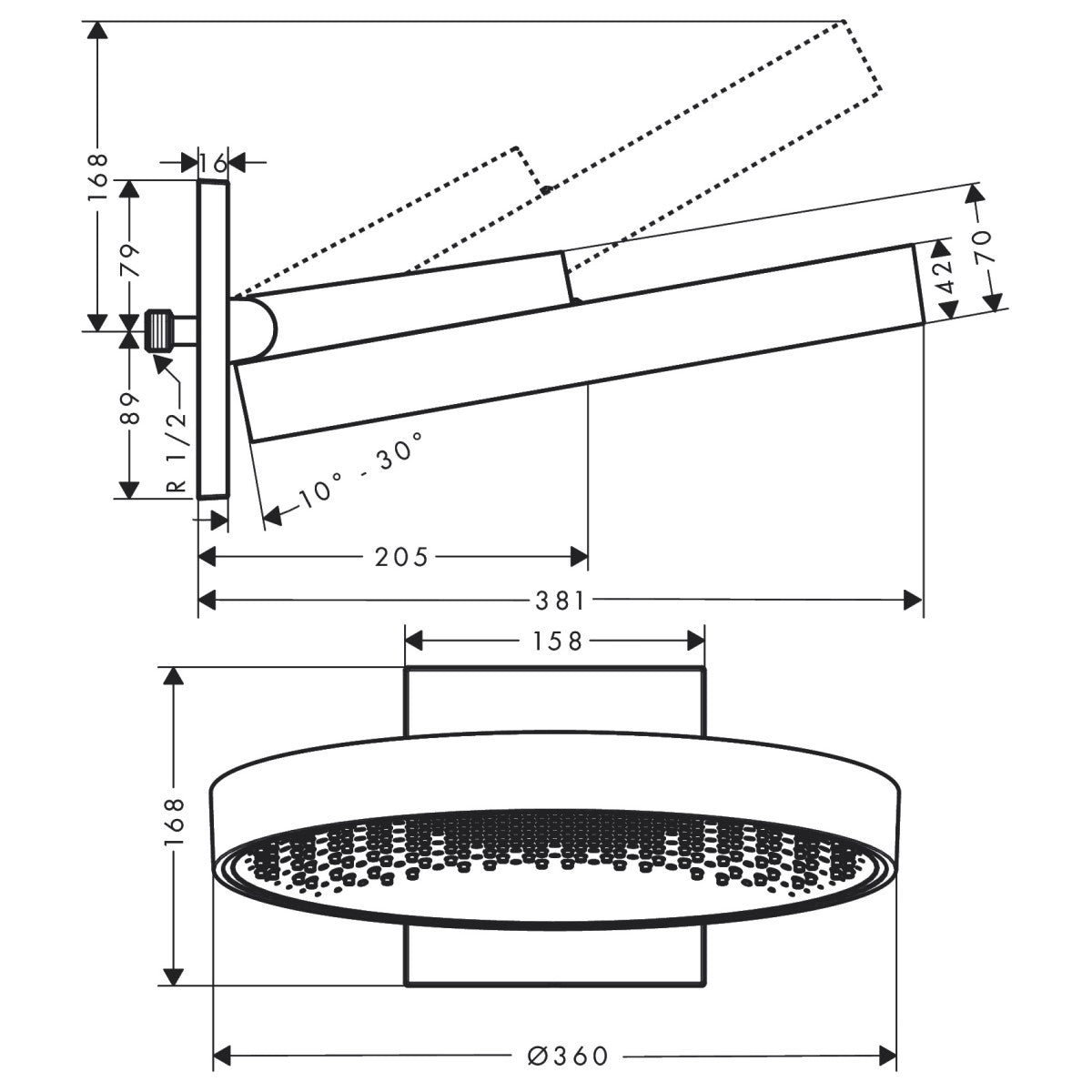 Prhe 26230670 Hansgrohe Rainfinity 360 nadglavna prha 1 funkcija | KOPALNICA-ONLINE.SI