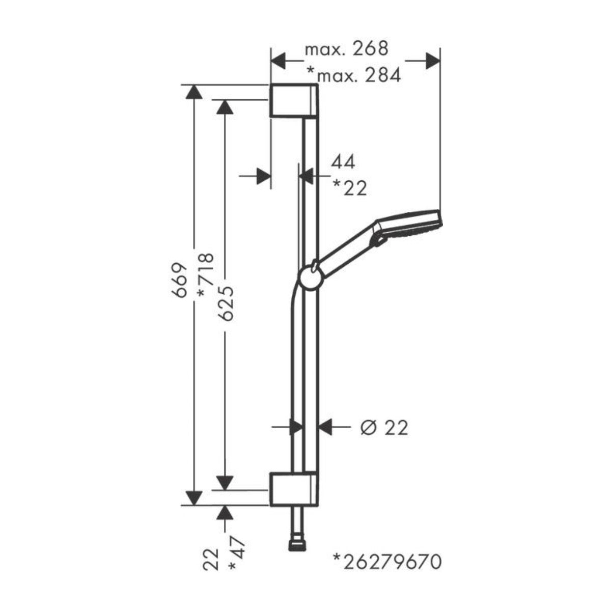 Tuš sistemi 26279000 Hansgrohe Vernis Blend tuš set brez armature EcoSmart | KOPALNICA-ONLINE.SI