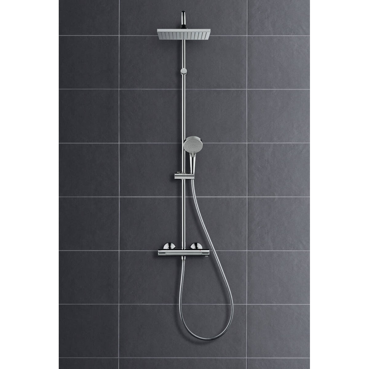 Tuš sistemi 26286670 Hansgrohe Vernis Shape termostatska armatura za tuš s tuš setom črna | KOPALNICA-ONLINE.SI