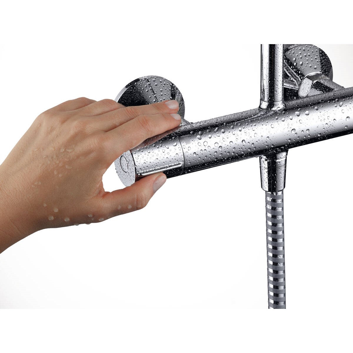 Tuš sistemi 26286670 Hansgrohe Vernis Shape termostatska armatura za tuš s tuš setom črna | KOPALNICA-ONLINE.SI