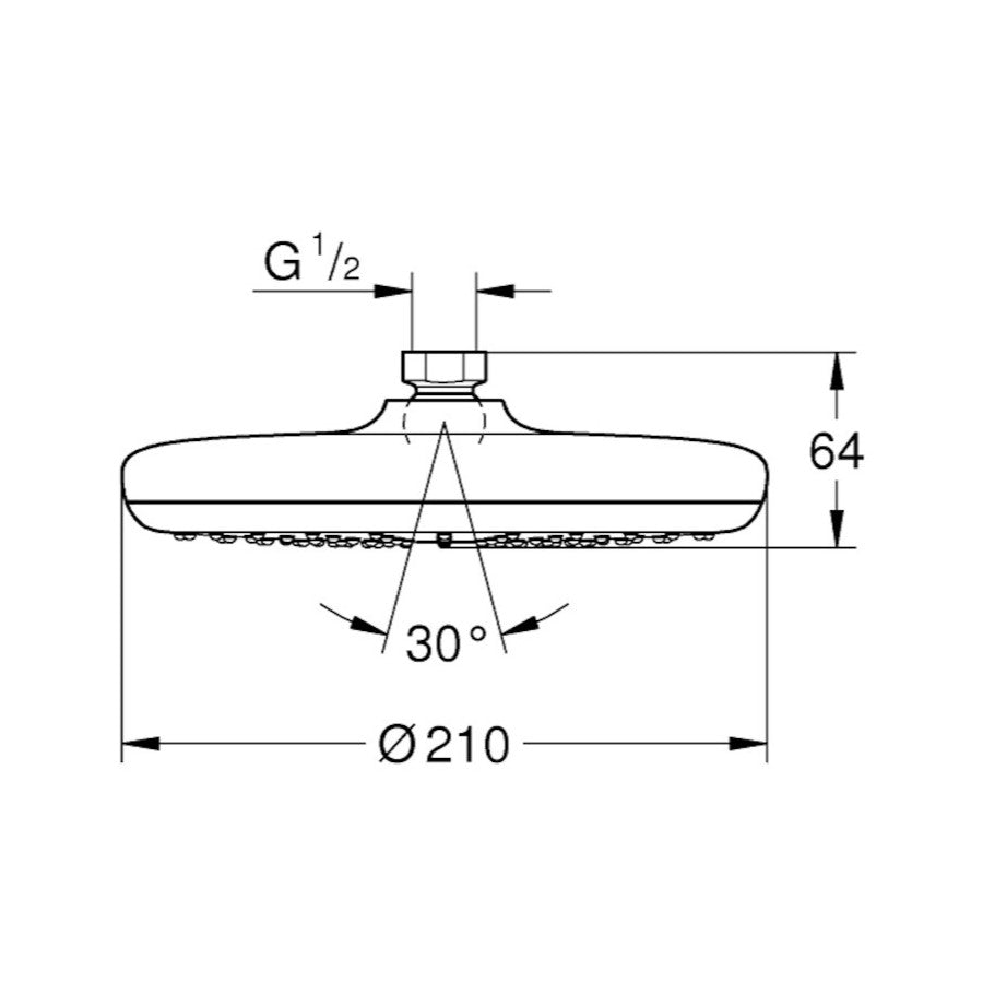 Prhe 26408000 Grohe New Tempesta 210 nadglavna prha | KOPALNICA-ONLINE.SI