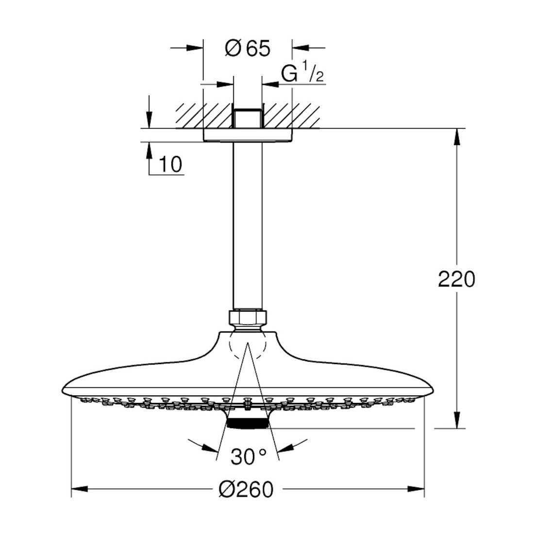 Prhe 26461000 Grohe Euphoria 260 SmartControl nadglavna prha | KOPALNICA-ONLINE.SI