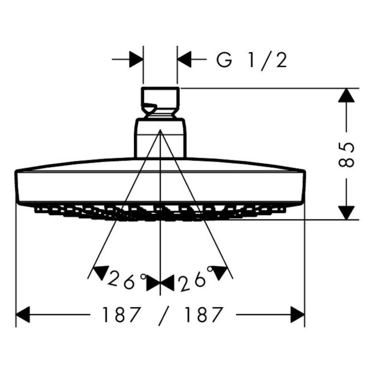 Prhe 26524400 Hansgrohe Croma Select E 187 2jet nadglavna prha | KOPALNICA-ONLINE.SI