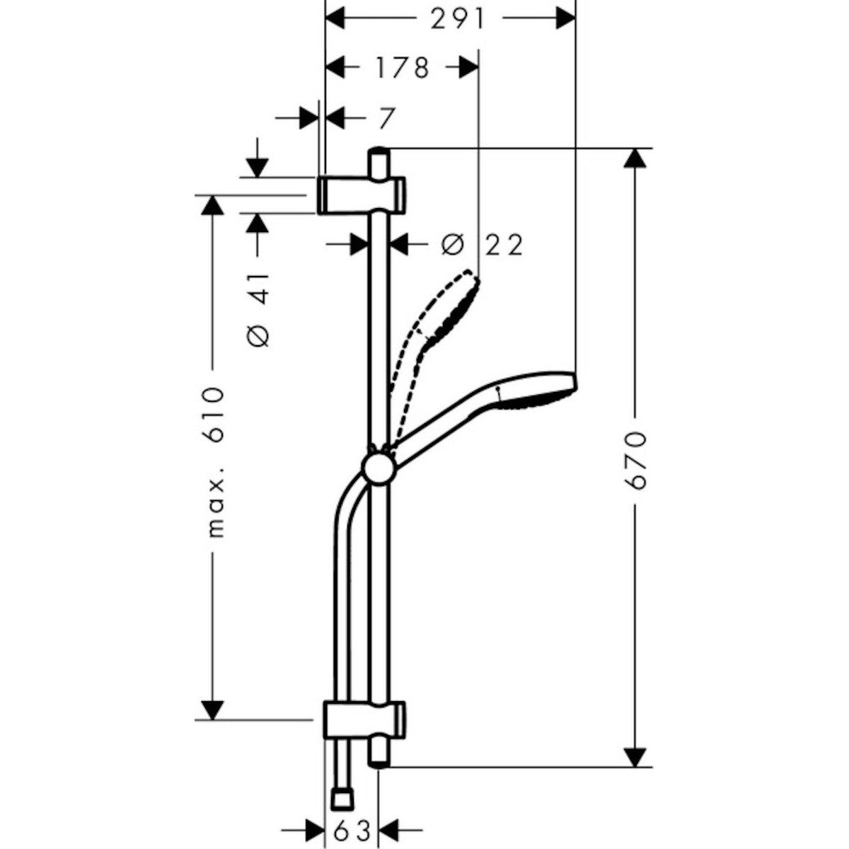 Tuš sistemi 26712400 Hansgrohe My Select 110 3jet VarioFix tuš set brez armature | KOPALNICA-ONLINE.SI
