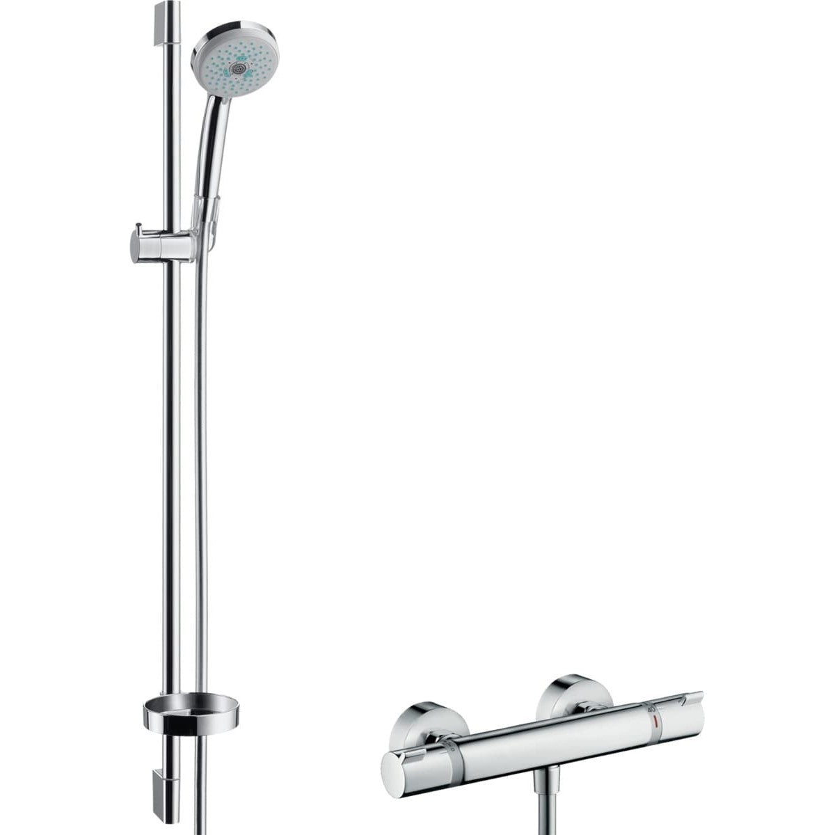 Tuš sistemi 27085000 Hansgrohe Croma 100 Multi / Ecostat 1001 SL Combi stenska termostatska armatura s tuš setom | KOPALNICA-ONLINE.SI