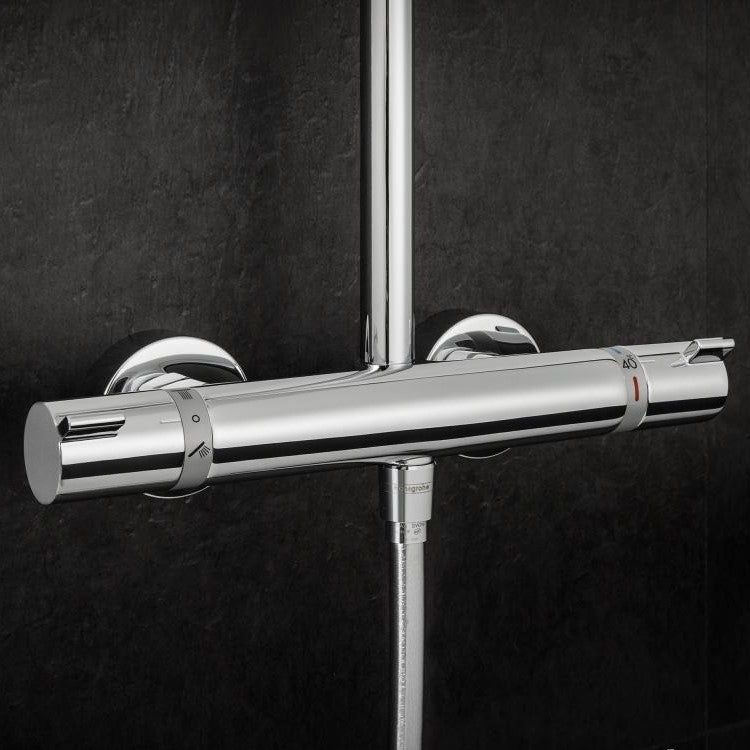 Tuš sistemi 27185000 Hansgrohe Croma 220 Air 1jet stenska termostatska armatura s tuš setom | KOPALNICA-ONLINE.SI