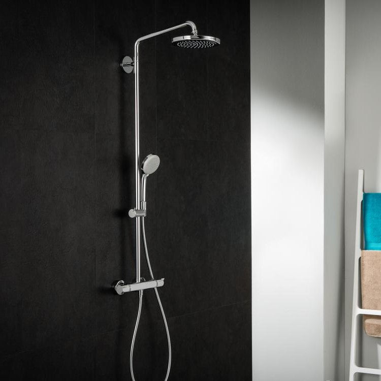 Tuš sistemi 27185000 Hansgrohe Croma 220 Air 1jet stenska termostatska armatura s tuš setom | KOPALNICA-ONLINE.SI